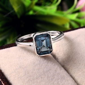 Natural Teal Sapphire Ring Blue Green Sapphire Engagement Ring Statement Ring Radiant Gemstone Ring Stacking Ring Wedding Christmas Jewelry