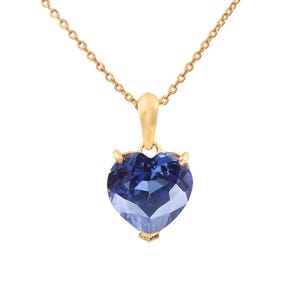 Blue Sapphire Pendant Ceylon Sapphire Necklace September Birthstone Heart Gemstone Pendant Dainty Pendant Silver Pendant Christmas Jewelry