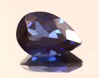 Piedra preciosa de zafiro azul real: zafiro de Ceilán de 5 quilates, talla pera, 13 x 9 mm