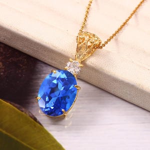 Flawless Cornflower Blue Sapphire Pendant Ceylon Sapphire Necklace Oval Pendant Gemstone Pendant September Birthstone Christmas Jewelry Gift