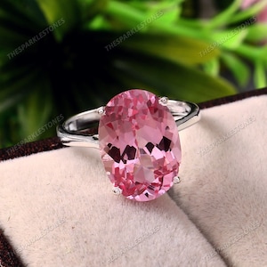 Pink Padparadscha Sapphire Ring Peach Sapphire Ring Oval Sapphire Gemstone Ring  Silver Ring Engagement Ring Wedding Ring Christmas Jewelry