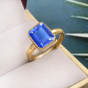 Cornflower Blue Sapphire Ring Flawless Sapphire Ring Radiant Gemstone Ring Sterling Silver Jewelry Gift For Her Engagement Ring Wedding Ring