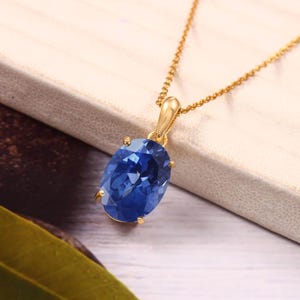 Ceylon Blue Sapphire Pendant Sapphire Necklace September Birthstone Oval Gemstone Pendant Dainty Pendant Christmas Jewelry Silver Pendant