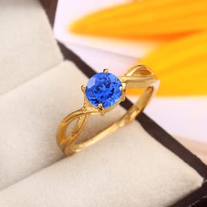 Natural Cornflower Sapphire Ring Blue Sapphire Ring Round Gemstone Ring Sterling Silver Ring Gift For Her Wedding Ring Christmas Jewelry