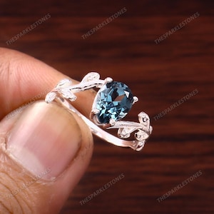 Natural Teal Sapphire Ring Blue Green Sapphire Engagement Ring Statement Ring Pear Ring Gemstone Ring Stacking Ring Wedding Ring Bridal Ring