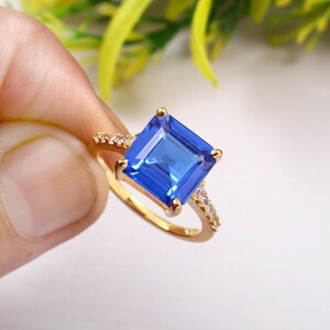 Flawless Cornflower Sapphire Ring Blue Sapphire Ring Asscher Gemstone Ring Sterling Silver Ring Gift For Her Wedding Ring Christmas Jewelry