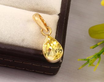 Colgante de zafiro amarillo en forma de pera: collar con piedras preciosas de Ceilán, joyería con la piedra de nacimiento de septiembre