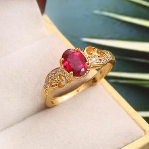 Anello con rubino del Mozambico: anelli di fidanzamento in argento sterling 925 con pietre preziose di rubino rosso