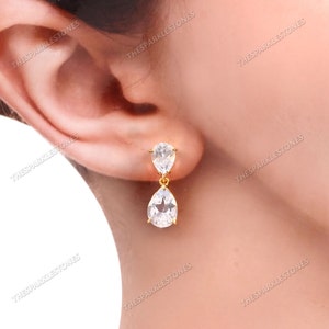 Flawless Aquamarine Earrings Bridal Earrings Pear Aquamarine Gemstone Stud Earrings Gift For Her Wedding Jewelry 925 Sterling Silver Earring