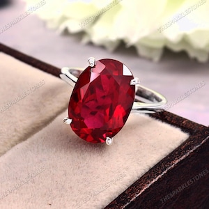 Flawless Red Ruby Ring  Ruby Engagement Ring Statement Ring 10x14 MM Oval Ring Natural Ruby Gemstone Ring Stacking Ring Wedding Bridal Ring