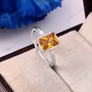 Genuine Yellow Sapphire Ring Natural Sapphire Ring Radiant Ring Gemstone Ring Sterling Silver Ring Gift For Her Statement Ring Wedding Ring