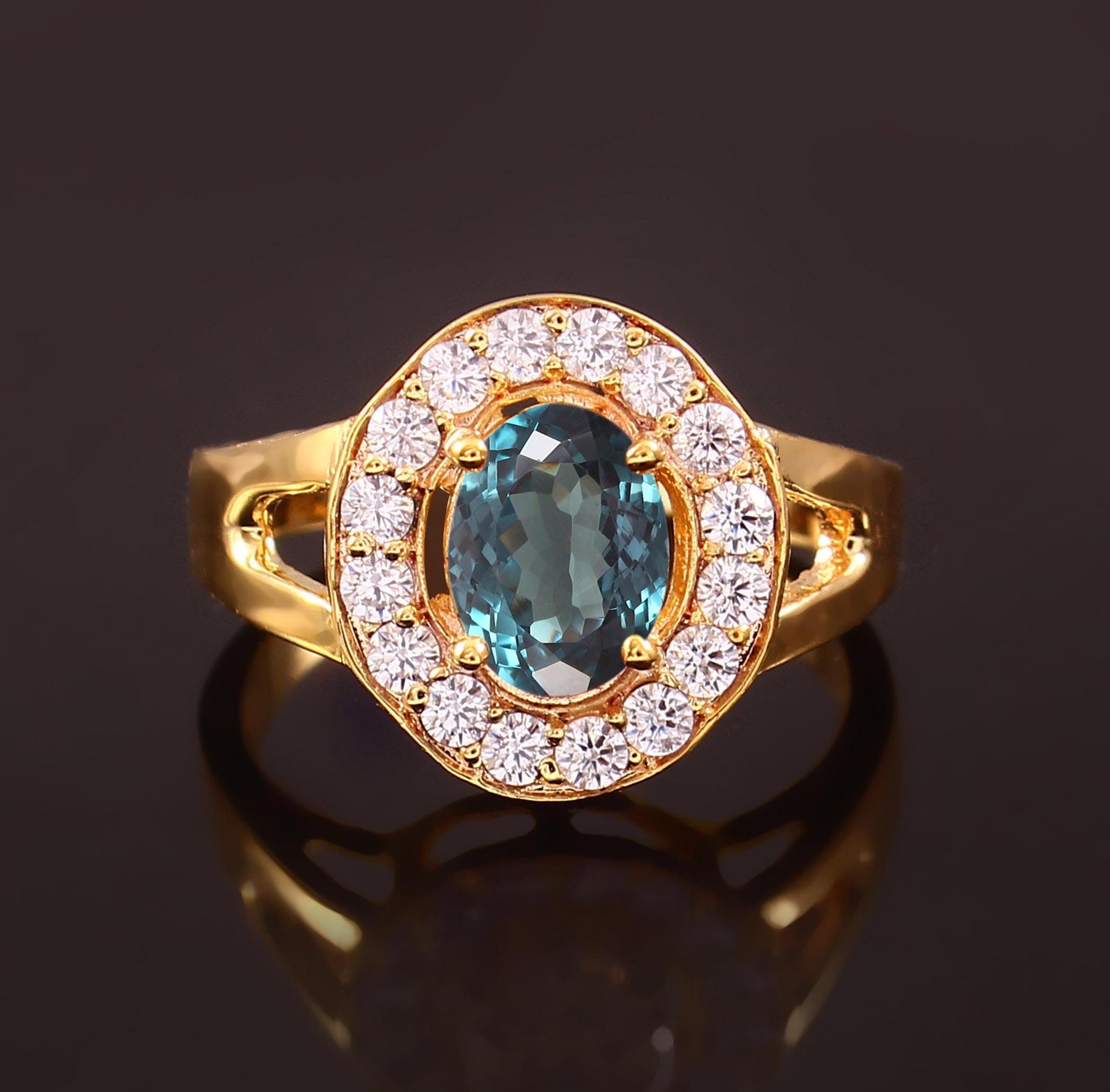 インディコライトトルマリンリング：オーバルブルーグリーン