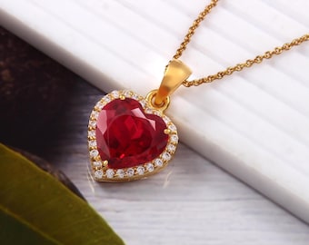 AAA+ Grade Mozambique Ruby Pendant Pegion Red Ruby Necklace Heart Gemstone Pendant Dainty Pendant Sterling Silver Pendant Christmas Jewelry