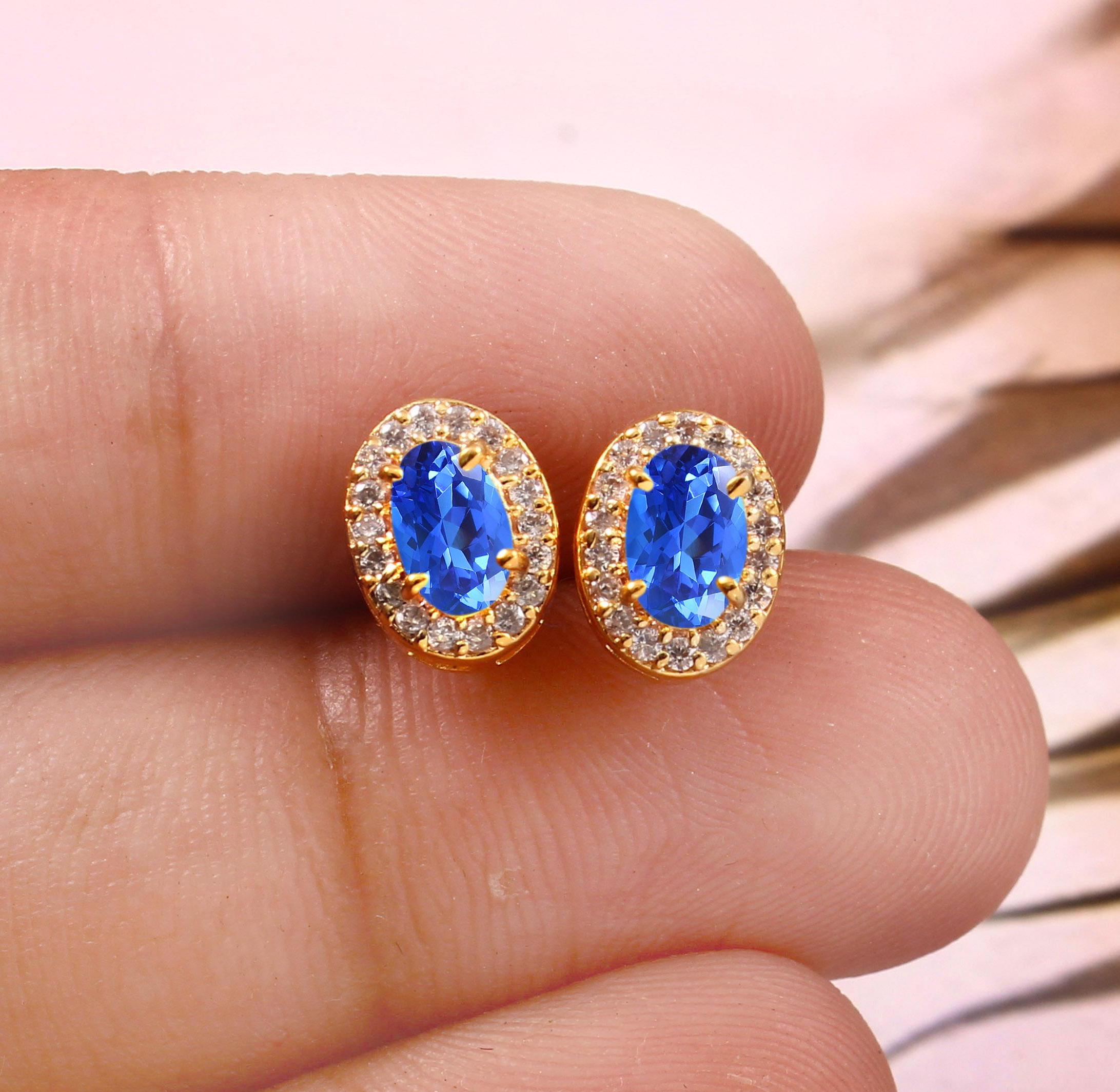 カンチャナブリ産 天然サファイア 天然ダイヤモンド ピアス Kanchanaburi sapphire - Etsy 日本