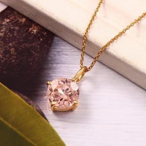 Padparadscha Sapphire Pendant Ceylon Peach Sapphire Necklace Round Gemstone Pendant Dainty Pendant Sterling Silver Pendant Christmas Jewelry