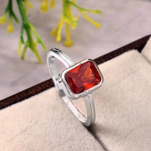 Fanta Orange Sapphire Ring Dainty Sapphire Ring Radiant Gemstone Ring, Sterling Silver Summer Jewelry, Gift For Her Christmas Jewelry Gifts
