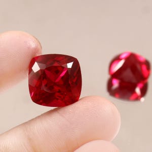 AAA 15 MM Flawless Mozambique Ruby Gemstone Cut, July Birthstone Loose Cushion Matched Pair Ruby Jewelry Making Tools & Ring Raw 40.45 Carat