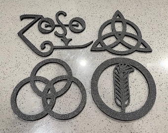Símbolos do Led Zeppelin - Decoração de parede - Impressão 3D - Cores personalizadas