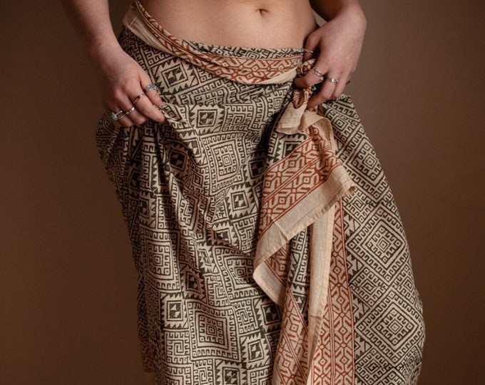 Indian Block Print Pareo Sarong Cotton Scarf Boho Cover-Ups for Women Jaipuri print Dress Fabric