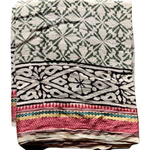 Indiase decoratieve sjaals met geometrische print, sarong met handblokprint, dupatta-katoen sanganeri, handgemaakte strandpareo, mooie bedrukte sjaal