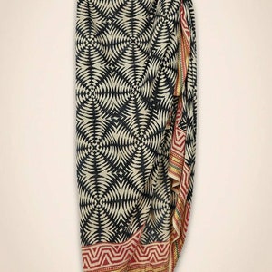 Indian Block Print Cotton Sarong, Beach Cover-Up, Boho Scarf