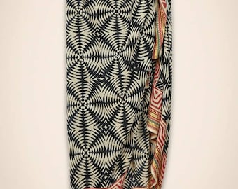 Indian Block Print Cotton Sarong, Beach Cover-Up, Boho Scarf