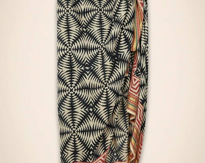 Indian Block Printed Sarong For Women, Bikini Wrap Pareo Sarong, Beach Cover up, Women Scarf, Cotton Fabric, Gift For Her