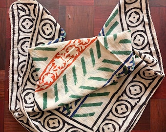 Hand Block Printed Cotton Sarong: Large Beach Wrap Scarf for Women and Men