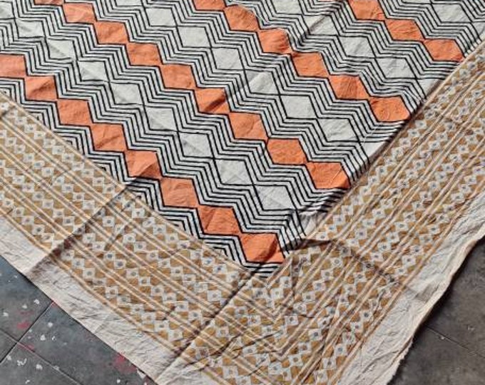 Hand Block Print Orange Scarves Indian Cotton Sarong Decorative Handmade Cotton Beach Pareo, Printed Sarong, Gift for Women, Beach Cover up