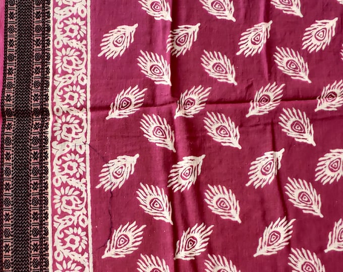 Hand Block Printed Zari Cotton Sarong, Beach Wrap Pareo, Long Scarf, Large Sarong, Cover up, Soft Fabric Scarf, Fashion Shawl Beach Sarong