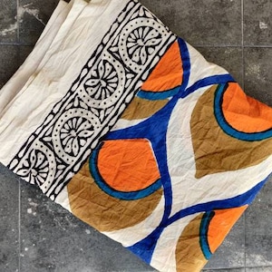 Katoenen sarong met handblokbedrukking, strandkleed, lange sjaal