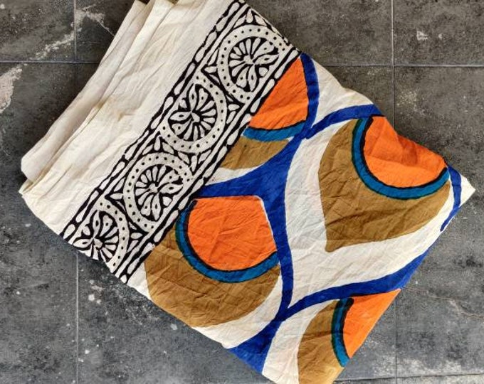 Hand Block Printed Cotton Sarong, Beach Wrap Pareo, Long Scarf, Large Sarong, Cover up, Soft Fabric Scarf, Fashion Shawl Beach Sarong