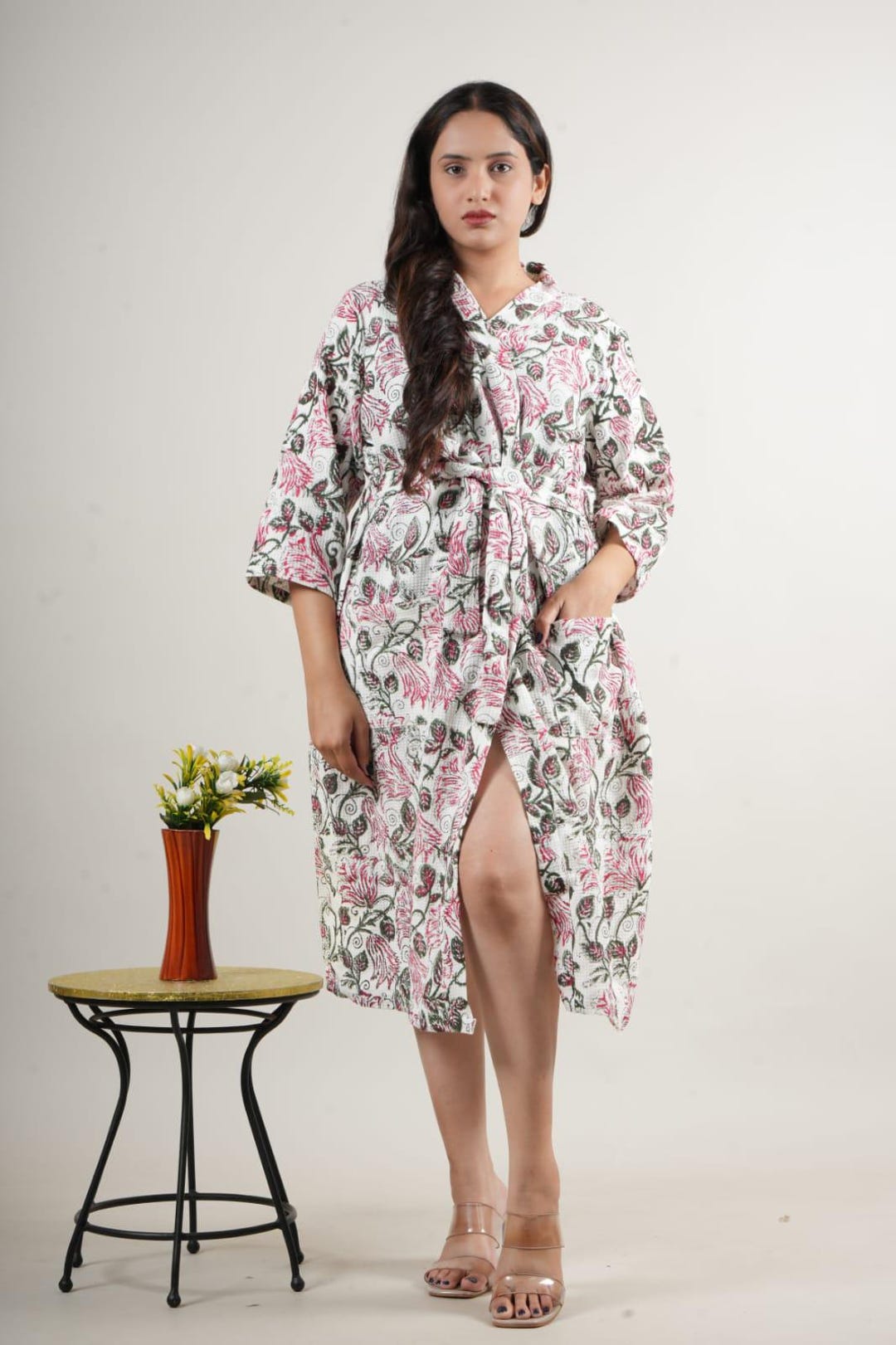 Hand Block Print Cotton Waffle Robe, Lightweight Loungewear - Etsy
