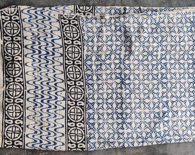Block Print Beach Towel | Blue Geometric Beach Towel | Modern Cotton Pool Towel | Vibrant Geometric Print | Beach Blanket | Gift for Her