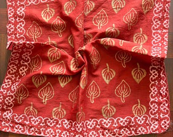 red and golden colour indian printed cotton bandana women scarf