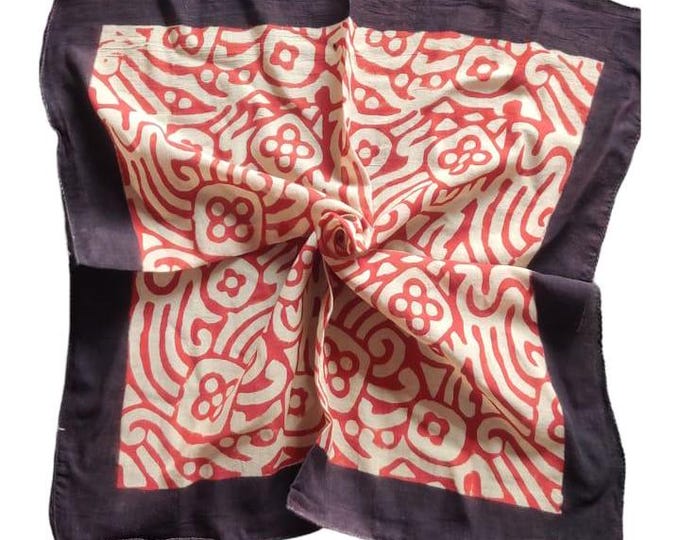 Indian Block Print Bandana | 100% Cotton Red Bandana | Floral Print Bandana | Bohemian Style Neck Scarf | Boho Bandana |Bandana Gift for Her