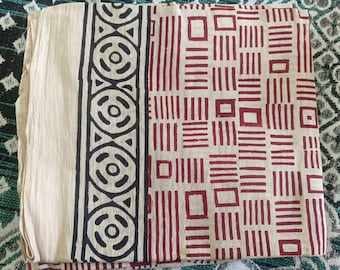 Hand Block Printed Cotton Sarong: Indian Beach Wrap, Pareo, Cover-up