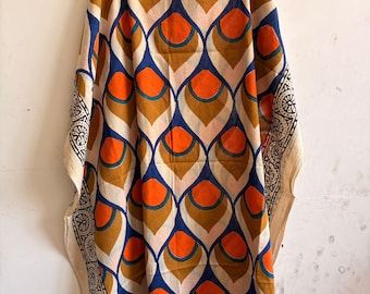 Hand Block Printed Cotton Kaftan: Indian Women's Long Resort Wear