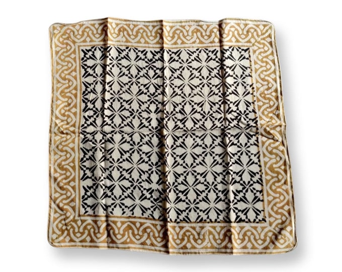 100% Cotton Block Print Bandana, Bohemian Style Cotton Neck Scarf, Boho Soft Cotton Bandana, Cotton Neckerchief, Cotton Square Scarf