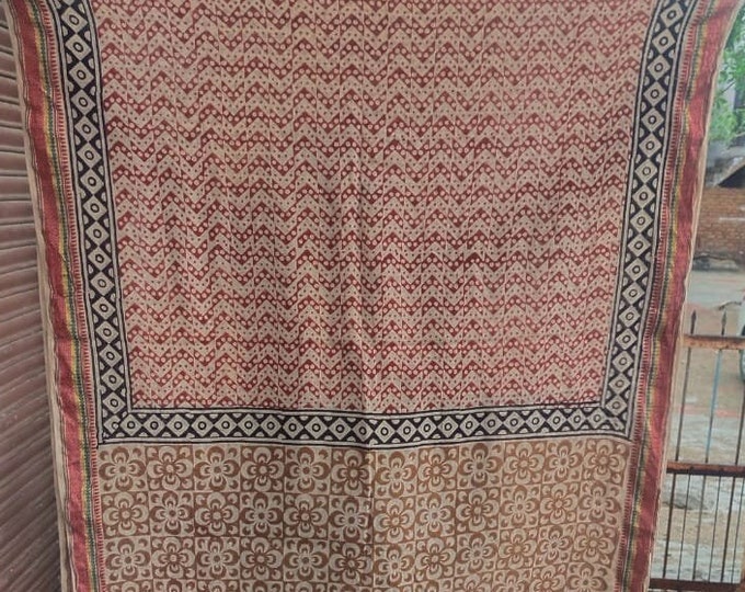 Zari Hand Block Print Scarves Indian Cotton Sarong Decorative Handmade Cotton Beach Pareo, Beach Cover Up, Hand Print Sarong, Gift for Mom