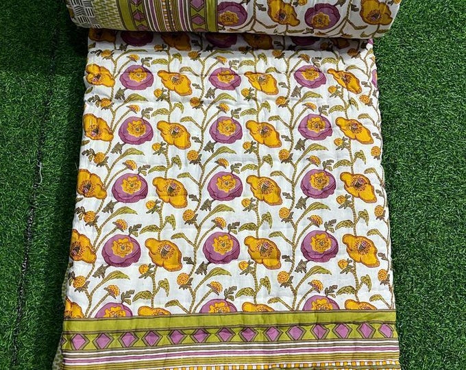 Hand block print f.block print filled quit.block print cotton razai.natural comfortabe print quits.king size quilts