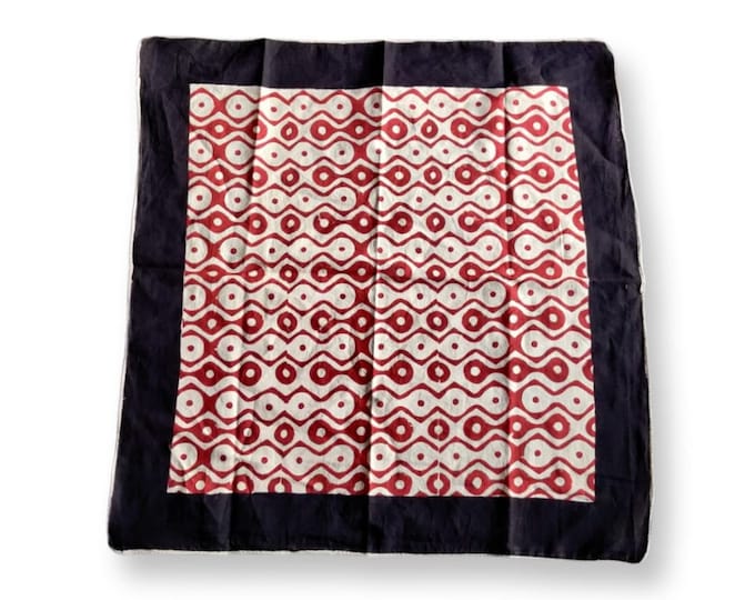 Handmade Bandana Scarf with Soft Block Print and Natural Dye - Organic Cotton, Bagru Scarf, Block Print Handkerchief, Gift for Women