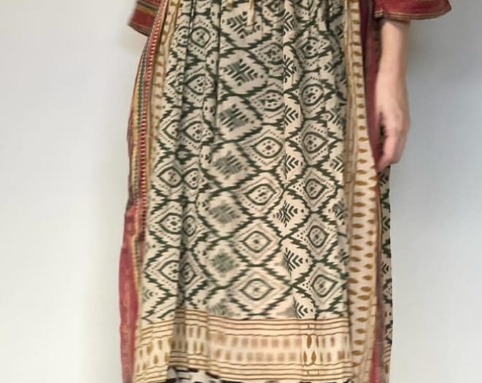 Long Zari Border Cotton Kaftan , Beach Wear for Her, Cotton Printed Maxi Kaftan for Women, Cover up, Home dress, Beach Dress for Girlfriend