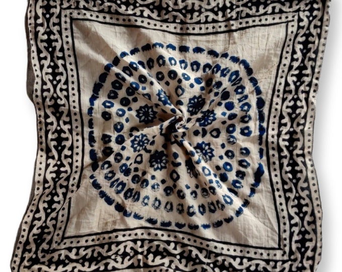 100% Cotton Bandana, Bohemian Style Cotton Neck Scarf,Boho Soft Cotton Bandana,Cotton Neckerchief/Handkerchief,Cotton Square Scarves for Her