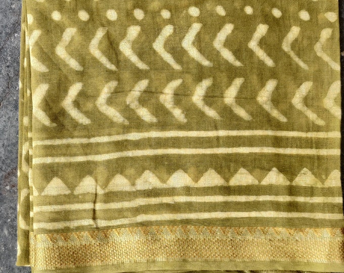 Hand Block Printed Zari Border Sarong for Women, Cotton Pareo Beach Cover Up Swim Wear Pariyo Party Wear Bagru Scarf Indian Lungi