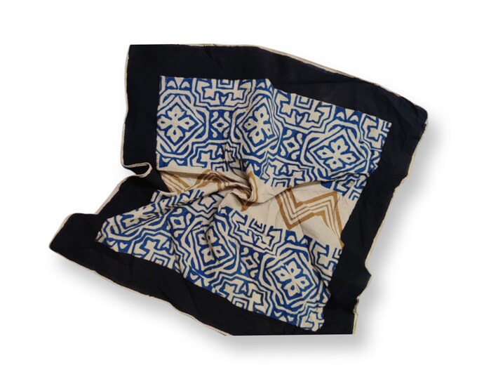 Cotton Blue Geometric Bandana, Scarf Men Women Bandana, Square Cotton Scarf- High Quality, Organic Cotton Bandanas, Mother's Day Gift