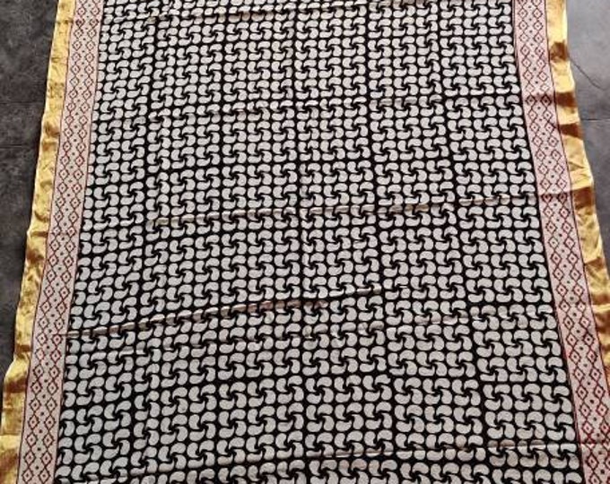 Hand Block Printed Black Geometric Beach Sarong for Her,Beach Scarves in Cotton Beach Wrap Pareo Beach Swim Wear Gift For Her Beach Cover Up