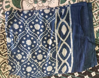 indigo hand block printed women sarong cotton  printed scarf