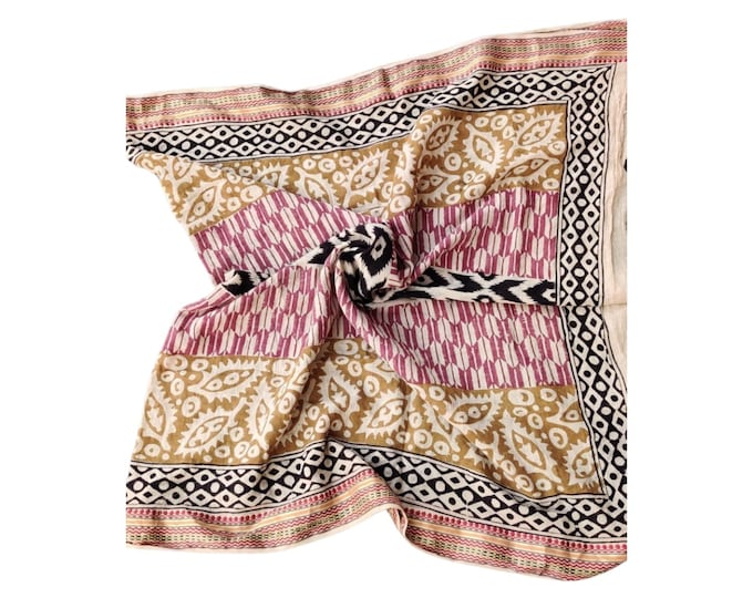Hand Block Printed Cotton Sarong with Zari Border, Beach Wrap Pareo, Long Scarf, Large Sarong, Beach Cover Up, Swim Wear Gift For Girlfriend