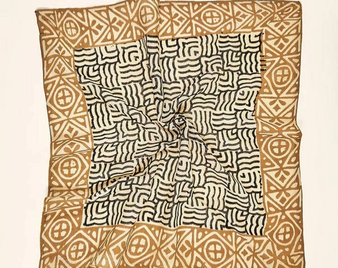 Cotton Bandana - Black Geometric Block Printed Square Cotton Scarf, Men Women Bandana, Cotton Neckerchief, Square Cotton Western Dog Bandana